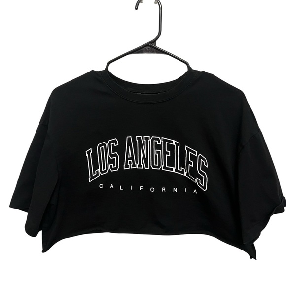 SHEIN Black Los Angeles California Crop Top - Picture 1 of 3